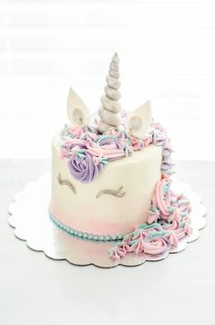 there is a cake that looks like a unicorn's head