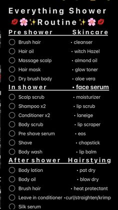 Want your hair longer, smoother, healthier? Your skin softer, clearer and shinier? Then follow this shower routine weekly and the skin routine daily!!!🌸💖✨💋👄 Target Shower Routine, Best Shower Routine To Smell Good, One Week Hair Care Routine, Ultimate Everything Shower Routine, Back To School Skin Care Routine, Week Hair Routine, Back To School Shower Routine, Deep Shower Routine, Hair Shower Routine Steps