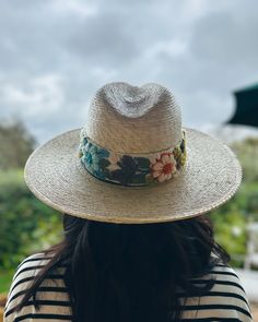 Our Mexican, high quality Artisal Palm Hat, comes with a removable hand embroidered band. The band is embroidered by Female Artisans of the Andes in Perú. This classic wide brim hat has sturdy weave to be used in the beach and all adventures in the sun. Great sun protection. The close-weave material in this product offers UPF 50+ which blocks 97.50% of the sun's UV rays.One size Hat Brim measures 3 3/4" wide Crown of hat measures 4 1/2" tall Three options for bands available: Spring Flowers, Min Bohemian Adjustable Sun Hat For Garden Party, Adjustable Bohemian Sun Hat For Garden Party, Handwoven Artisan Hat For Spring, Artisan Handwoven Spring Hat, Bohemian Short Brim Panama Hat For Garden Party, Bohemian Flat Brim Panama Hat For Garden Party, Bohemian Fedora Panama Hat For Garden Party, Bohemian Panama Fedora Hat For Garden Parties, Adjustable Bohemian Straw Hat For Garden Party