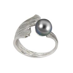 Mystery of End to End Space Ring by Aleksandra Vali (Silver & Pearl Ring) Black Pearl Wedding Ring, Peal Rings, Space Ring, Akoya Pearl Ring, Pearl Wedding Ring, Space Rings, Silver Pearl Ring, End To End, Artful Home