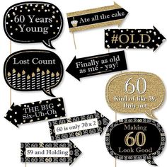 black and gold 50th birthday photo booth props