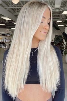 Icy Blonde Extensions, Really Blonde Hair Highlights, Blonde Hair Inspiration Straight, Bright Blonde Hair Extensions, White Blonde Highlights On Blonde Hair, Solid Platinum Blonde Hair, Blonde Hair Color Ideas For Blondes, Honey Blonde Hair With Platinum Highlights, Straight Light Blonde Hair