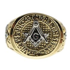 Masonic Master Mason yellow gold tone finish ring. Silver tone Square Compass with G masonic symbol, a pyramid on both sides and the fourteenth degree of Scottish rite motto. Ring face is embossed with the motto: 'Virtus Junxit Mors Non Seperabit' - 'What Virtue Has Joined Together Death Shall Not Separate'. Available in US ring sizes: Size 7, Size 8, Size 9, Size 10, Size 11, Size 12, Size 13. 21 mm wide on the face and 8 mm wide in the back of the band and weigh 15 grams. Enjoy 100% FREE SHIPP Short Prayer For Healing, Mason Ring, Masonic Symbol, Short Prayer, Masonic Symbols, Masonic Ring, Hip Hop Jewelry, Ring Sizes, Ring Gold