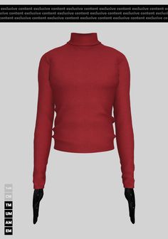 a red sweater with black gloves on it