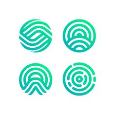 four circular logos with different shapes