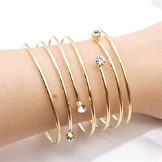 Gold Hollow Luxury Charm Bracelets For Women Adjustable Alloy Crystal Bangle Bracelet, Trendy Gold Metal Body Jewelry, Trendy Metal Bangle For Parties, Metal Crystal Bracelet For Party, Metal Crystal Bracelet For Parties, Trendy Alloy Party Bracelets, Elegant Gold Alloy Body Jewelry, Trendy Alloy Bracelets For Party, Gold Alloy Body Jewelry Gift