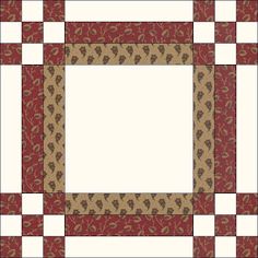 a red and tan quilt with a white background