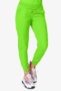 Our Ava Therese Smile Face 6-Pocket Jogger Pants may be the most fun joggers ever! With these wonderful colors and smile face waistband you will stand out from the crowd. Plus talk about functional, plenty of pockets and rib-knit details complete the awesomeness. Zavate Ava Therese is made for the toughest work days in Synergy 4-way stretch. Complete with moisture wicking tech, our styles don t stop with modern looks, they re functional and high-performing. • Modern fit • Mid-rise • Smile face e Stretch Green Pants With Comfort Waistband, Green Stretch Pants With Comfort Waistband, Stretch Sweatpants With Hip Pockets, Athleisure Full-length Cargo Pants With Pockets, Green Full-length Bottoms With 4-way Stretch, Fitted Full-length Sweatpants With Pockets, Fitted Full Length Sweatpants With Pockets, Stretch Full-length Sweatpants With Pockets, Green Tapered Leg Bottoms With Multiple Pockets