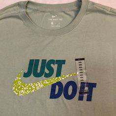 Brand New With Tags Attached Men’s Size Xxl Nike T-Shirt Color Light Green & A Multicolor “Just Do It” Please See All Attached Pictures For Any Additional Details Nike Green Graphic Print T-shirt, Nike Green T-shirt For Streetwear, Nike Green Graphic Tee, Green Nike Crew Neck T-shirt, Nike Green Short Sleeve T-shirt, Graphic Tee Sports Shirt In Green, Green Sporty Shirt With Logo Print, Sporty Green Shirt With Logo Print, Nike Green Top With Logo Print