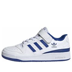 adidas Forum Low J 'White Royal Blue' FY7978 (SNKR/Skate/Light/Low Top) Blue Skate Shoes With Three Stripes For Streetwear, Blue Skate Shoes With Three Stripes And Round Toe, Blue Three Stripes Skate Shoes With Round Toe, Blue Adidas Skateboarding Sneakers, Adidas White Basketball Shoes With Three Stripes, Adidas Three Stripes Skate Shoes For Light Sports, Adidas Blue Sporty Skate Shoes, White Basketball Shoes With Three Stripes Branding, White High-top Skate Shoes With Three Stripes