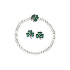 Charm yourself with the adorable designs of this Luca + Danni Lucky Shamrock stretch bracelet and stud earrings set. Charm yourself with the adorable designs of this Luca + Danni Lucky Shamrock stretch bracelet and stud earrings set.Click on this JEWELRY & WATCHES GUIDE to learn about fit, styles, materials and more! Bracelet length: 7.5 in. Earring length: 1/3 in. Backings: post Metal: brass Plating: gold tone, silver tone Finish: satin Packaging: boxed Includes: 1 bracelet and 1 pair of earrin Nickel Free Casual Jewelry Gift, Nickel-free Casual Jewelry For Gifts, Casual Hypoallergenic Sterling Silver Jewelry, Nickel-free Sterling Silver Stretch Bracelet For Gift, Nickel Free Sterling Silver Stretch Bracelet Gift, Nickel-free Sterling Silver Stretch Bracelet Gift, Casual Nickel-free Charm Bracelet As Gift, Satin Packaging, Lucky Shamrock