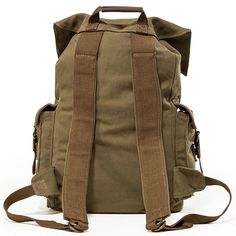 Trendy Big Rucksack Vintage Leather Canvas Travel Hiking Camping Backpacks Men Women School bag Backpack Product: Canvas Backpack Model: 1219 Size: 33cm*18cm*48cm Gender: Unisex Material: Canvas+Genuine Leather Weight: 1.5kg Colors: Yellow/Army Green Stlye: Vintage+Leisure NOTE:Due to the light and different computer monitors, the color maybe slight different as pictures. Also, please allow 1-3 cm measurement differ according to manual making. Your understanding and help are highly appreciated. Durable Khaki Backpack For Travel, Practical Khaki Backpack For Travel, Durable Green Backpack For Camping, Military Style Green Backpack, Khaki Outdoor Backpack With Adjustable Strap, Khaki Large Capacity Backpack For Outdoor Activities, Outdoor Khaki Backpack With Adjustable Strap, Military Style Khaki Bag For Adventure, Khaki Military Style Bag For Adventure