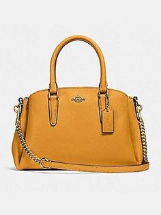 Coach Crossgrain Leather Mini Sage Carryall Bag Mustard Yellow F28977. Carry All Bag, Mustard Yellow, Leather Mini, Kate Spade Top Handle Bag, Mustard, Top Handle Bag, Shoulder Bag, Yellow, Leather