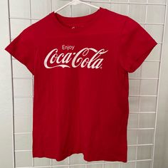 Size Small Coca Cola T Shirt, Smoke Free Pet Free Home Red Cotton Tops With Letter Print, Red Graphic Tee Shirt With Crew Neck, Red Shirt With Text Print For Summer, Red Cotton Top With Text Print, Red Cotton Tops With Text Print, Red Shirt With Text Print For Spring, Basic Red Top With Letter Print, Casual Red Top With Graphic Print, Basic Red Top With Text Print