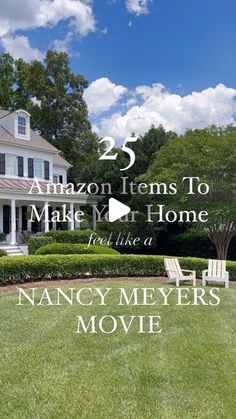 a house with the words, 25 amazon items to make your home feel like a fancy movie