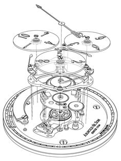 a drawing of an automatic clock mechanism