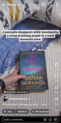 someone is reading a book on their bed with the caption'this last danish megan miranda '