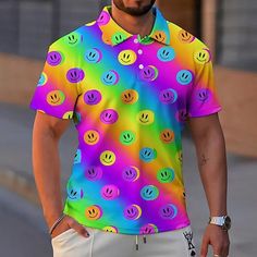 Season:Summer,Spring; Fabric:Polyester; Sleeve Length:Short Sleeves; Look After Me:Washable,Hand wash,Machine wash; Gender:Men's; Style:Soft,Streetwear,Fashion,Sports,Designer; Tops Type:Lapel Polo,Button Up Polos,Golf Shirt,Polo Shirt; Occasion:LGBT,Pride Day,Weekend,Outdoor,Daily,Street; Age Group:Adults'; Fit Type:Regular Fit; Pattern:Gradient,Rainbow,Graphic Prints; Design:Print; Neckline:Turndown; Front page:FF; Listing Date:05/11/2023; Bust:; Length:; Shoulder Width:; Fit US Size:; Fit UK Summer Casual Collar Polo Shirt With Button Closure, Summer Polo Shirt With Button Closure And Casual Collar, Collared Polo Shirt With Buttons For Summer, Summer Collared Polo Shirt With Button Closure, Summer Polo Collar Top With Buttons, Casual Summer Polo Shirt With Casual Collar, White Buttoned Polo Shirt For Summer, Spring Short Sleeve Polo Shirt, Multicolor Polo Collar Top For Summer