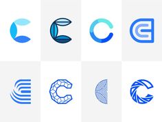 six different logos designed to look like the letter c