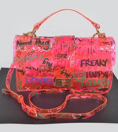 Can be worn as crossbody or handbag Fun Crossbody Shoulder Bag For Daily Use, Fun Crossbody Shoulder Bag For Travel, Trendy Letter Print Shoulder Satchel, Trendy Crossbody Bag With Letter Print, Trendy School Bags With Graphic Print, Trendy Pink Bags With Graphic Print, Trendy Everyday Bag With Graffiti Print, Black Photography, Louis Vuitton Purse