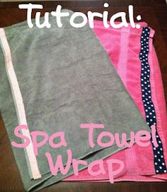 two towels folded on top of each other with the words spa towel wrap written below