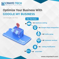 an info sheet with the words optimize your business with google my business