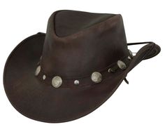 Be king of the ranch with our tough Wagga Wagga Hat. Made from 100% Top Grain Leather with a subtly braided hatband and brass accents, no bulls will mess with you in this bold look. Mens Dress Hats, Vintage Fashion 1950s, Western Hat, Western Cowboy Hats, Fashion 1950s, Chocolate Leather, Functional Fashion