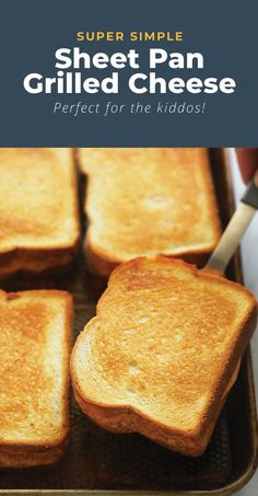 four pieces of toast sitting on top of a pan