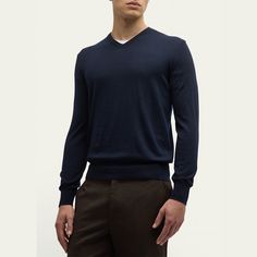 Loro Piana "Scollo" pullover sweater in lightweight cashmere V-neckline Long sleeves Ribbed cuffs and hem Pullover style Cashmere Unlined Dry clean Made in Italy V-neck Merino Wool Sweater For Work, V-neck Polo Sweater For Work, Casual Cashmere Sweater For Business, Business Casual V-neck Wool Sweater, Classic V-neck Sweater, Wool V-neck Sweater For Formal Occasions, Classic V-neck Fine Knit Sweater, Formal V-neck Wool Sweater, V-neck Polo Sweater With Ribbed Cuffs For Work