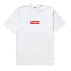 Nwot Supreme Tee White Short Sleeve Top With Logo, Red Crew Neck Top With Logo, Red Graphic Tee With Logo, Red Short Sleeve Tops With Logo, Red Logo Tops For Streetwear, Casual Red Tops With Logo, Classic White Shirt With Graphic Print, White Graphic Tee With Logo, Classic White Shirt With Letter Print