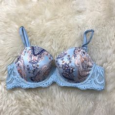 Really Nice One Thanks Elegant Blue Bra With Lace Trim, Elegant Blue Bra For Spring, Elegant Blue Spring Bra, Elegant Light Blue Victoria's Secret Bra, Light Blue Underwire Bra With Padded Cups, Elegant Light Blue Bra With Padded Cups, Fitted Lace Bra In Light Blue, Elegant Light Blue Padded Bra, Elegant Blue Summer Bra