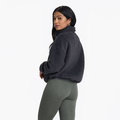 Cozy Sherpa Jacket | Charcoal Cozy Jacket | Vuori Clothing Fall Athleisure Fleece Jacket For Cold Weather, Athleisure Fleece Jacket For Cold Weather And Fall, Athleisure Fleece Jacket For Cold Weather, Athleisure Fleece Jacket For Fall, Fall Athleisure Cropped Long Sleeve Jacket, Athleisure Long Sleeve Cropped Jacket For Fall, Sporty Long Sleeve Cropped Jacket For Fall, Fall Long Sleeve Cropped Athleisure Jacket, Cold Weather Half-zip Outerwear For Fall