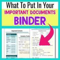 what to put in your important documents binder