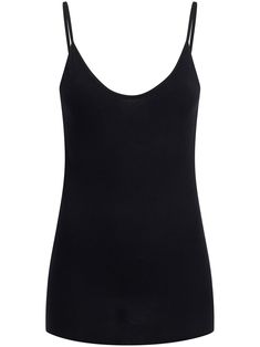 black jersey texture fine ribbed double layer spaghetti straps sleeveless scoop neck scoop back raw-cut straight hem Black Jersey, Double Layer, Spaghetti Strap, Scoop Neck, Spaghetti, Top Outfits, Tank Tops, Texture, Clothes