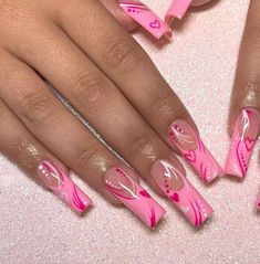 Valentines Nails Designs Pink, Pink Nails Valentine's Day, Acrylic Black Nails, Pink Valentines Day Nails, Fall Nails Halloween, Fall Nails 2023, Ongles Gel French, Nails Acrylic Black, Nails Fall Nails