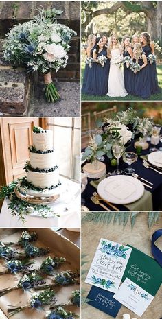 the wedding colors are blue, green and white