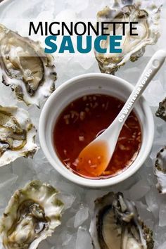 a bowl of sauce with oysters on the side and text overlay that reads, michiganette sauce