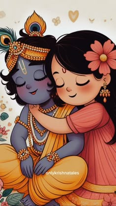 Krishna And Radha Illustration, Radha Cute Drawing, Radha Ji Drawing, Radha Ashtami Drawing, Radha Krishna Aesthetic Drawing, Radhe Krishna Painting, Radha Krishna Cute Drawings