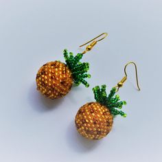 Yellow Beaded Earrings For Gift, Yellow Fruit Design Earrings For Gift, Yellow Fruit Design Earrings As Gift, Yellow Fruit Design Earrings Gift, Green Fruit Design Earrings For Gifts, Green Fruit Design Earrings As Gift, Green Fruit Design Earrings Gift, Gift Green Earrings With Fruit Design, Gold Earrings With Fruit Design For Gift