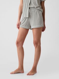 Soft, stretch pajama sleep shorts.  Elasticized waist with drawcords.  Piping allover.  Certain styles have allover prints.  Made with 89% LENZING™ TENCEL™ branded Modal, a wood-based fiber produced from trees harvested from sustainable forests where 99% of the raw material comes from certified or controlled sources.  LENZING™ and TENCEL™ are trademarks of Lenzing AG.  This product was made in a factory that invests in gender equality and women’s empowerment.  Through RISE Reimagining Industry t Sleeping Shorts, Pj Shorts, Support People, Gender Equality, Sleep Shorts, Sleepwear & Loungewear, Raw Material, Pajama Shorts, The Gap