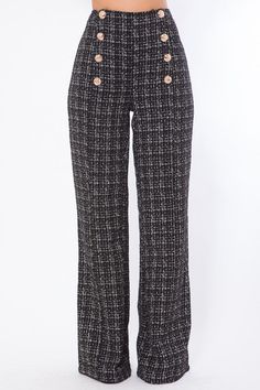 Button Trousers, Tweed Trousers, Tweed Fabric, Button Detail, Fashion Pants, High Waist, Trousers, High Waisted, Boutique