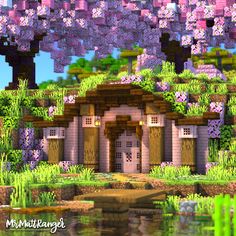 Minecraft Cherry Blossom, Cute Interior, Blossom House, Casa Hobbit