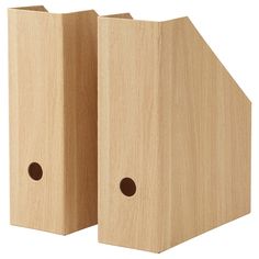 two wooden boxes with holes in them