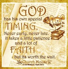 an old book with a mouse on it and the words god has his own special time