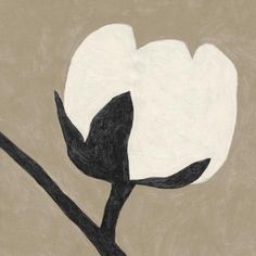 a black and white flower on a beige background