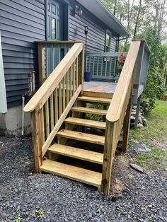 a set of stairs leading up to a house