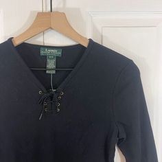 Brand New With Tags Comes From A Smoke Free Home No Stains Or Rips Measurements Are Shown In Photos Any Questions Let Me Know! Ralph Lauren Fitted V-neck Top, Fitted Black Ralph Lauren Top, Ralph Lauren Black Tops For Fall, Ralph Lauren Tops, Black Top, Let Me Know, Let Me, Ralph Lauren, Womens Tops