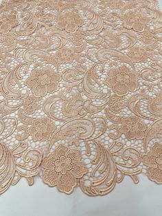 Elegant Floral Embroidery Lace For Ceremonies, Elegant Floral Embroidered Lace For Ceremony, Elegant Embroidered Fabric With Lace Trim For Party, Elegant Lace Embroidered Fabric For Ceremony, Elegant Fitted Lace With Floral Embroidery, Elegant Embroidered Lace Fabric With Lace Trim, Elegant Beige Lace With Floral Embroidery, Elegant Pink Embroidered Fabric With Lace Work, Elegant Pink Embroidered Lace