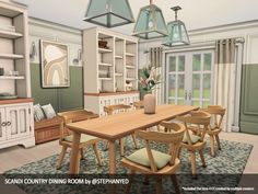 Sims 4 Rooms, Sims 4 Family House, Country Dining Room, Scandinavian Dining Room, Country Modern Home, Sims 4 Bedroom