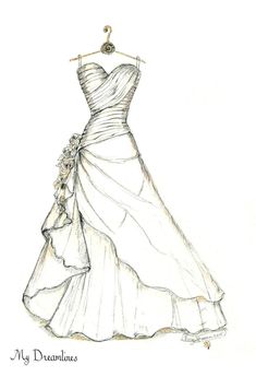 a drawing of a dress on a hanger